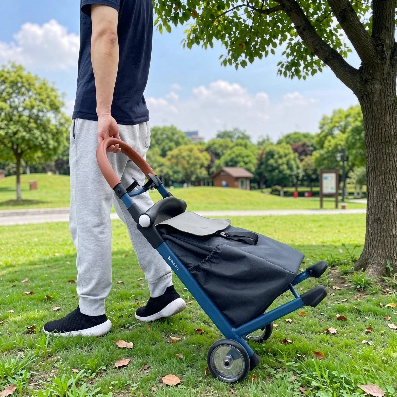 Lightweight Aluminum Alloy Folding Shopping Trolley with Seat Waterproof Rest Cart for Elderly Grocery Queue Travel 장바구니 카트