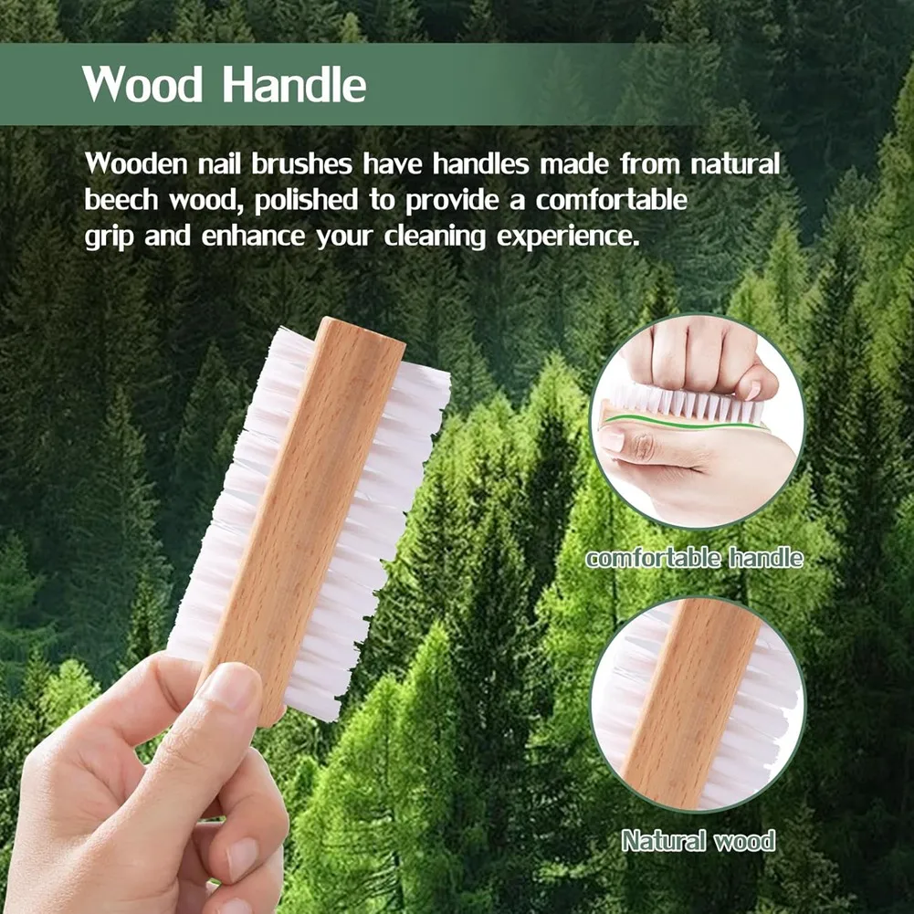 Two-Side Fingernail Nail Brush Set-4Pcs For Cleaning, Wooden Nail For Cleaning Brush, Nail Scrubber Brush