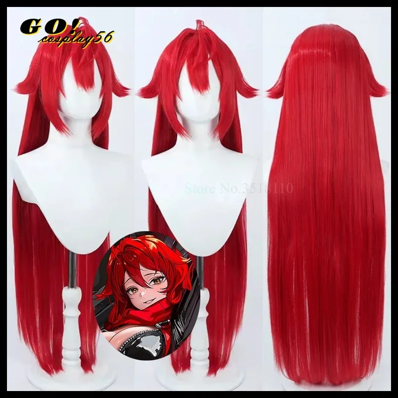 NIKKE Red Hood Cosplay Wig 100cm Long Straight Heat Resistant Synthetic Hair Game Headwear