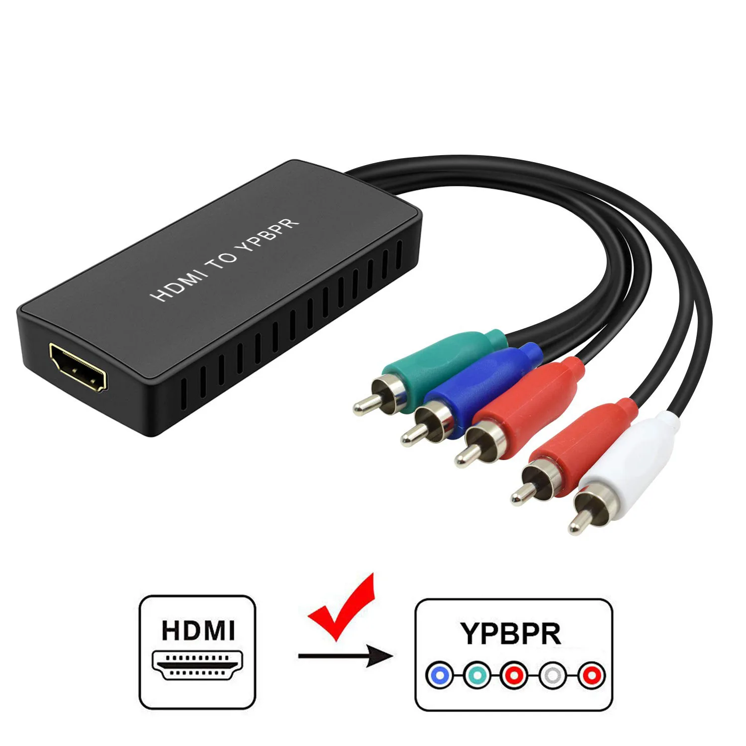 KuWFi Adapter konwertera HDMI na YPBPR R/L wyjście Audio 5RCA RGB konwerter Adapter R/L wyjście Audio