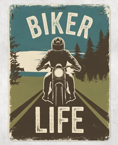 Biker Life Motorbike Rider Metal Poster Wall Tin Sign Man Cave Shed Home Plaque --Tin Sign