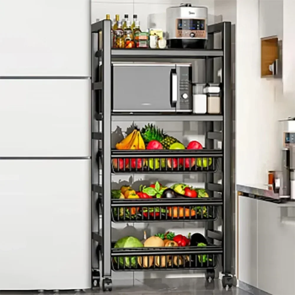 

#For Storage Basket Trolley Microwave Oven Kitchen Organizer Shelves Rack Microwave Shelf Cart Kitchen Trolley Storage Basket&