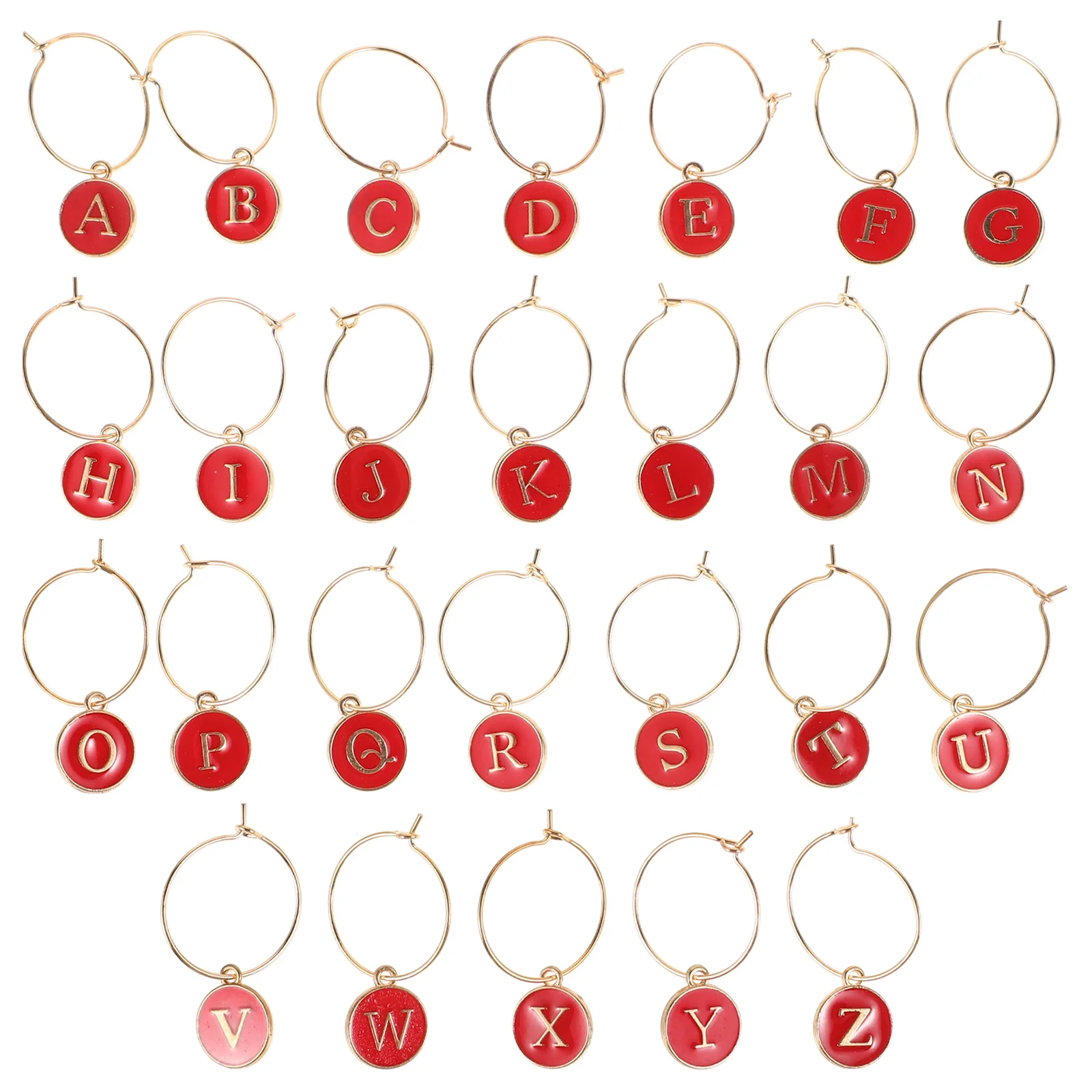 

26 Pcs Glass Marker Zinc Alloy Tags Replaceable Cup Letter Charms Decorative Alphabet Party Supplies Bar Tools