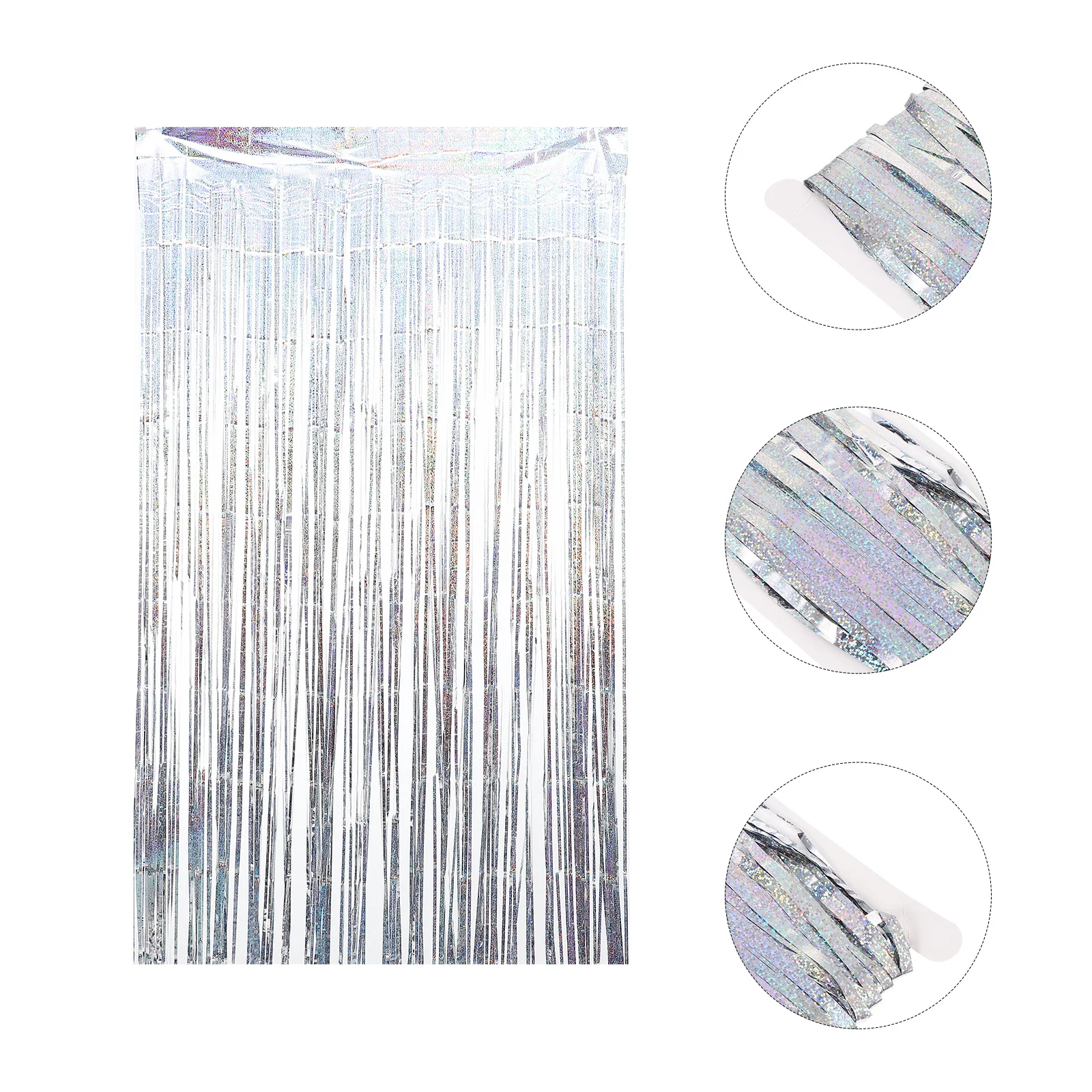 

2Pcs Foil Curtain Backdrop Rain Tassel Decor for Wedding Party Photo Booth Silver Fringe Curtains Decoration Event Background
