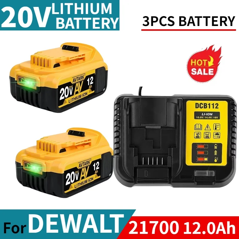 

18V/20V⚡12.0Ah Lithium Replacement Battery For Dewalt 18V DCB184 DCB205DCB182 DCB180 DCB181 DCB182DCB201 DCB206+Charger