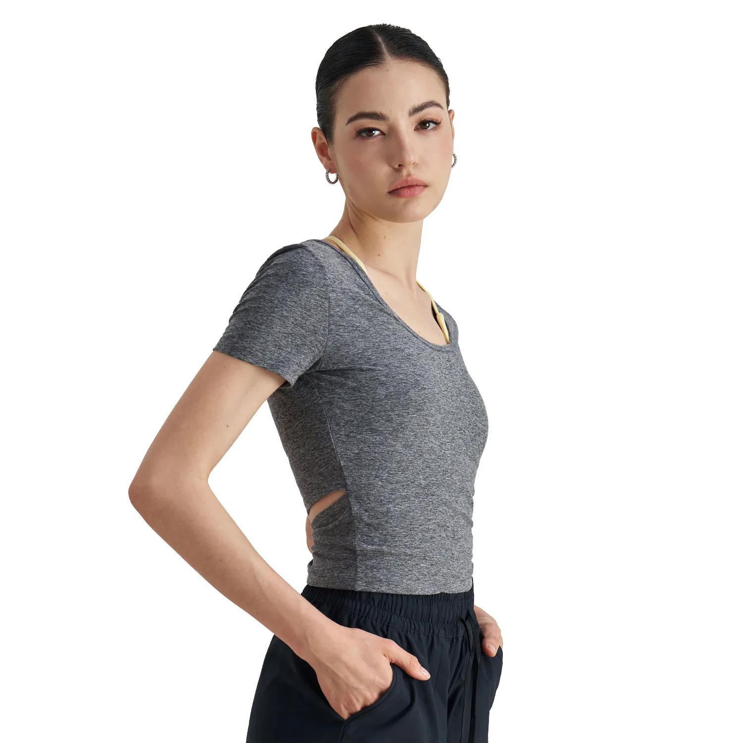 

Mermaid Curve Slim-fit Slimming Sports T-shirt Back Waist Hollow Yoga Short-sleeved Women's Outer Wearing Fitness Top