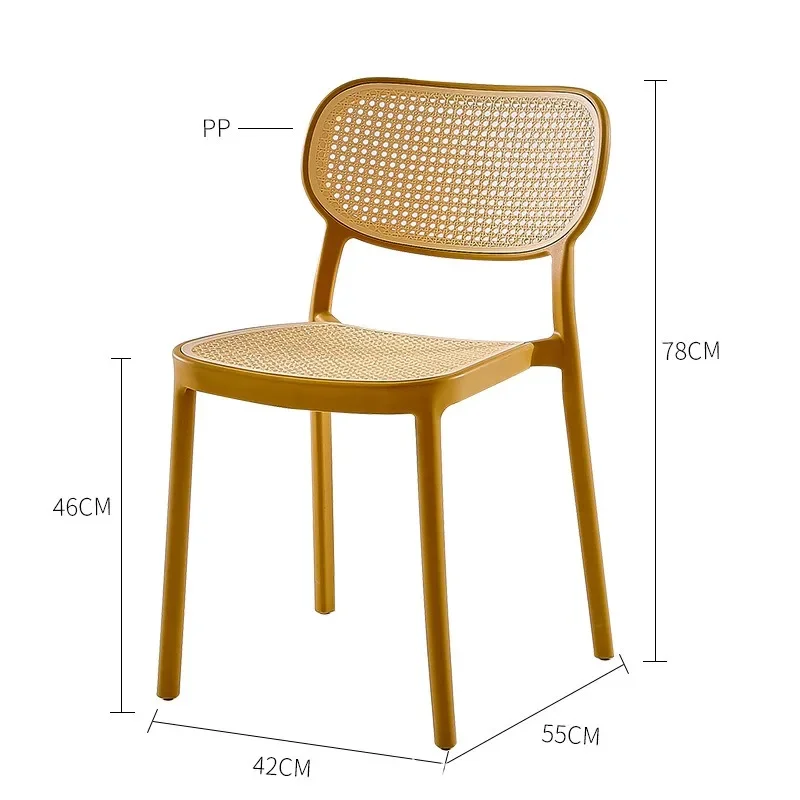 Nordic Dining Chair Household Plastic Thickened Modern Simple Restaurant Backrest Chair Stackable Outdoor Rattan Stool Furniture