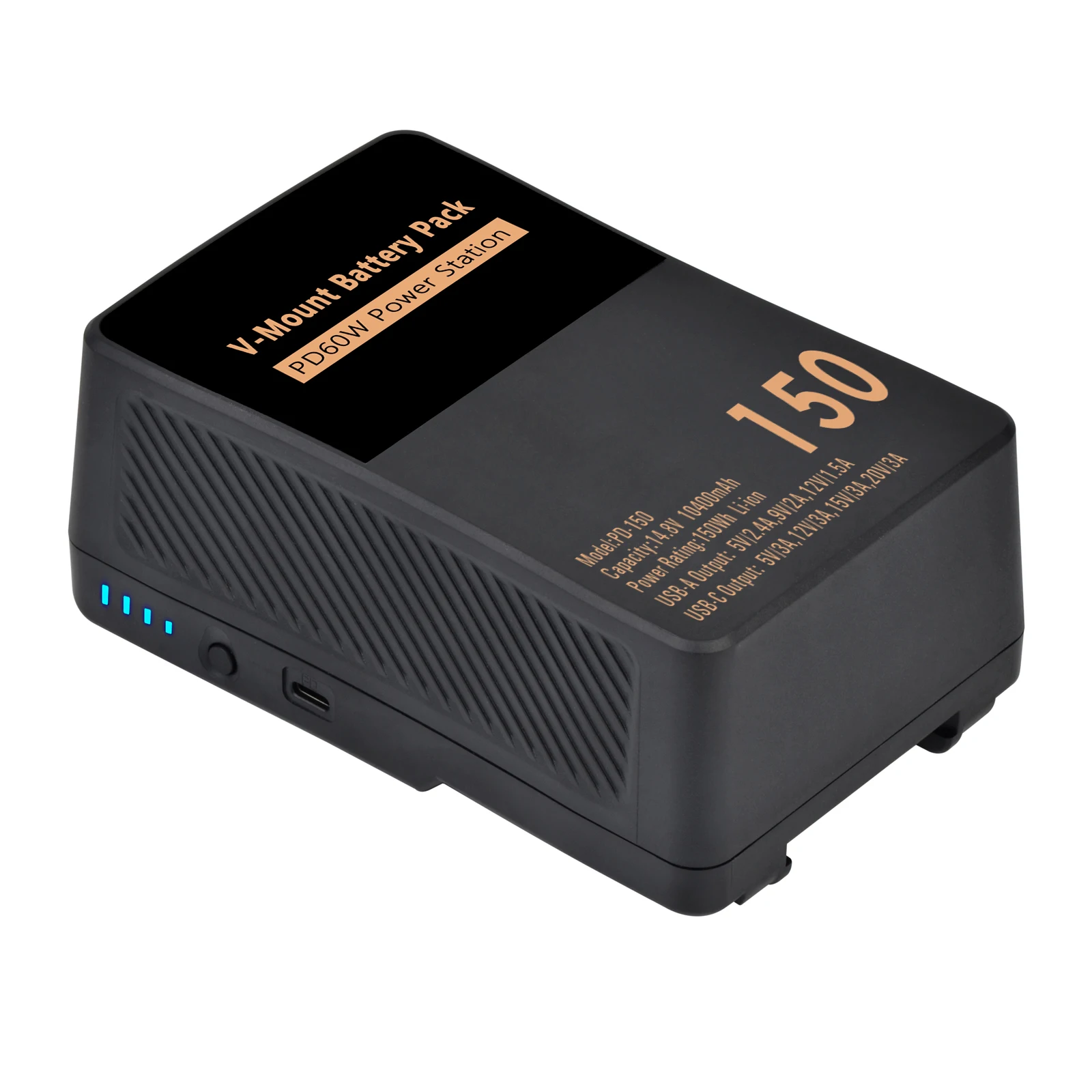 V-Mount Battery PD-150 V Lock Lens-style Power Bank with PD 65W USB-C Fast Cable for Camcorder Camera Video Broadcast LED Light