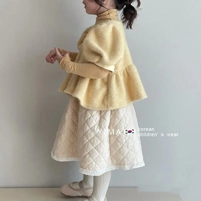 Childrens Sets Clothing Girls New Autumn Style Fashionable Lotus Leaf Edge Tide Korean Round Collar Soild Sweet