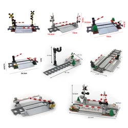 MOC City Train Crossing Warning Light Track Lifting Bar Railway Track Train Aisle Building Blocks Scene Children Toys Gift