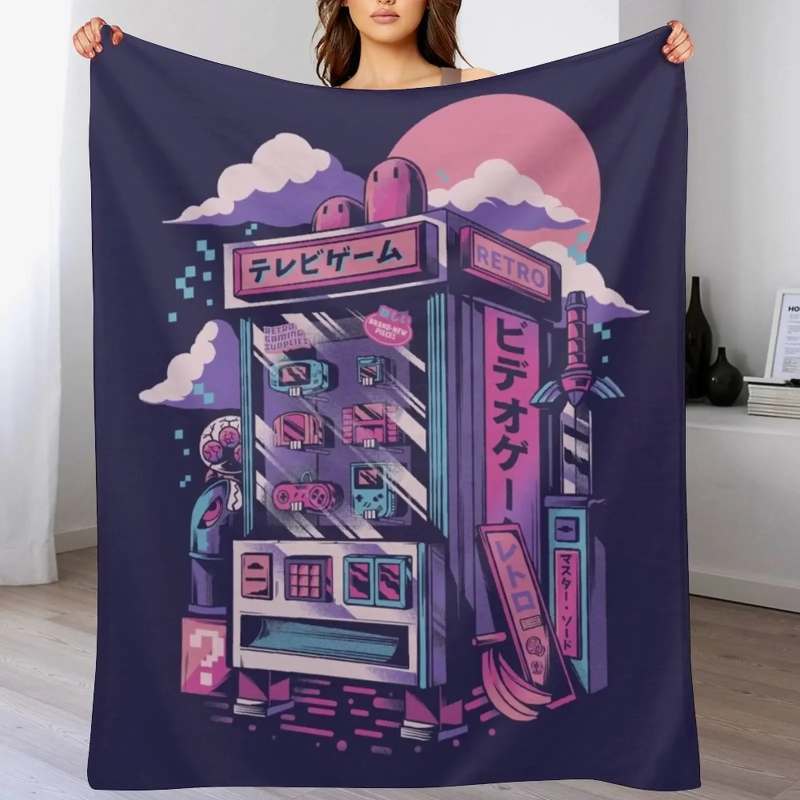 Retro gaming machine Throw Blanket Warm Plush Fuzzy Blanket for Living Room