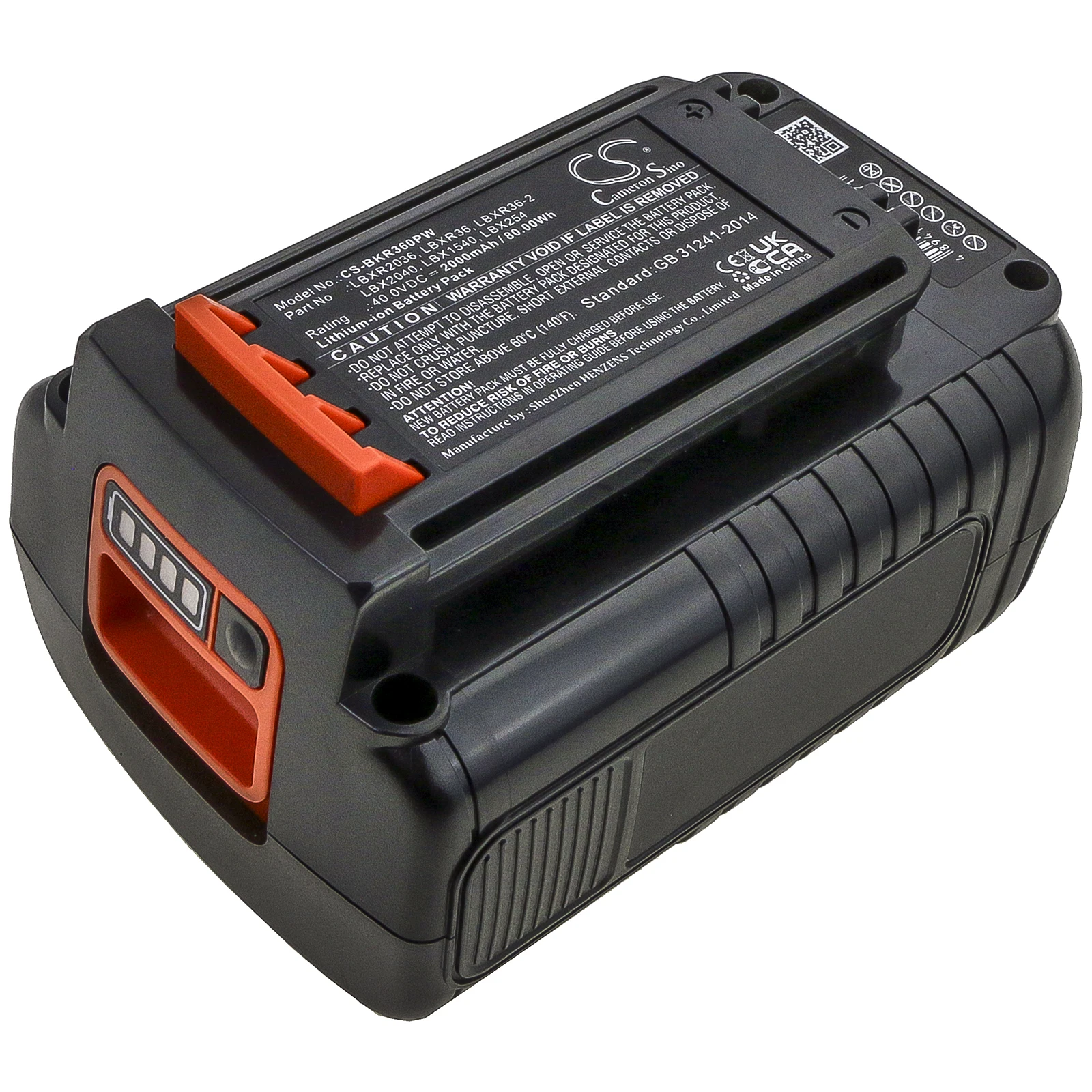 

Li-ion Power Tools Battery for Black & Decker, 40.0V, 2000mAh, Compatible Models: 40V MAX 12 in Cordless Chainsa, LST136, LSW36