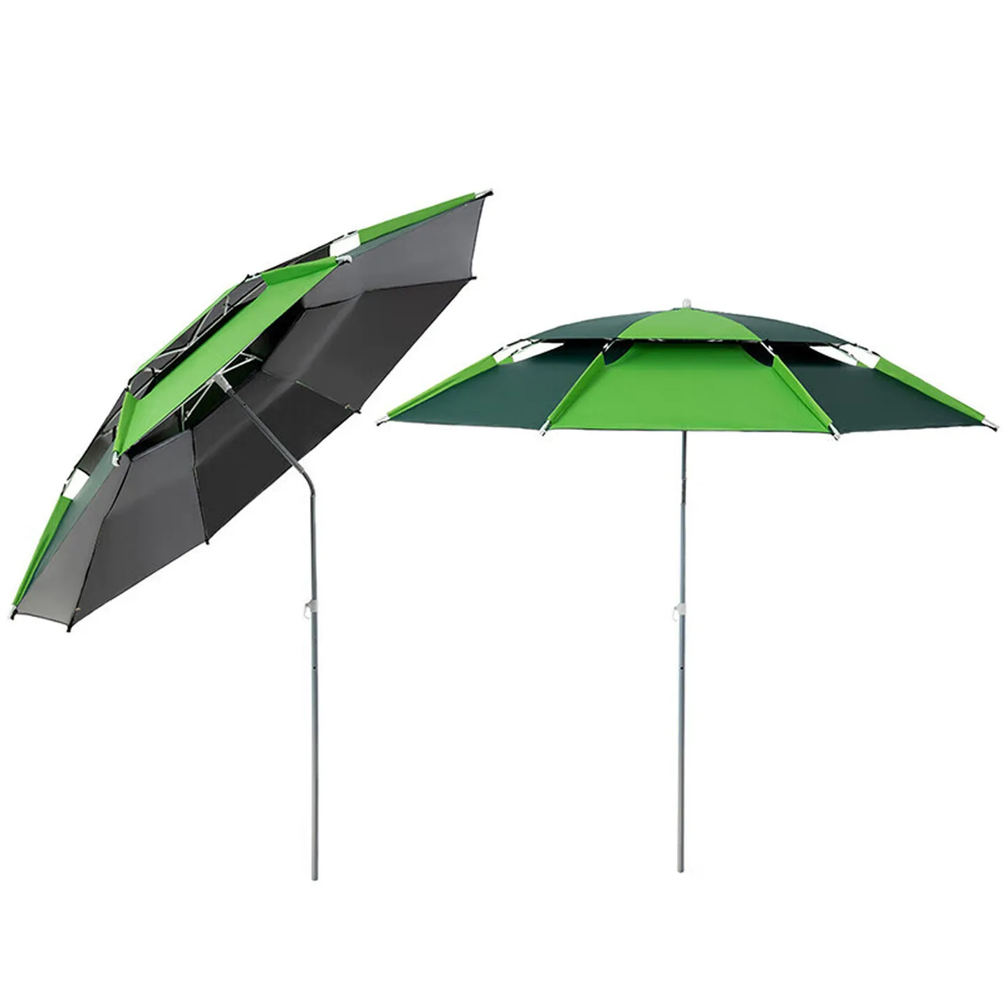 2.4m Fishing Umbrella Double Layer Vinyl Canopy Foldable Sun Rain Shelter for Bank Lake Outdoor Angling Fishing Use 낚시 우산