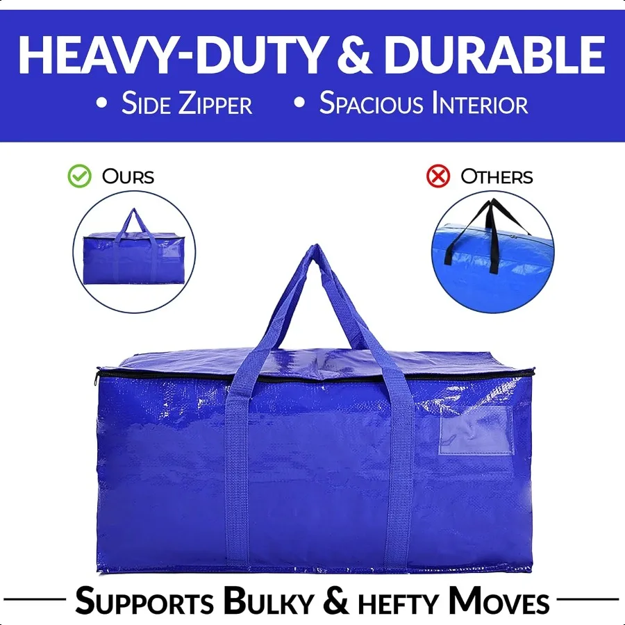 Hamna Collection Heavy Duty 4 Extra Large Blue Moving Bags With Handles Zippers Laundry Bag Waterproof Storage Totes Alternativ