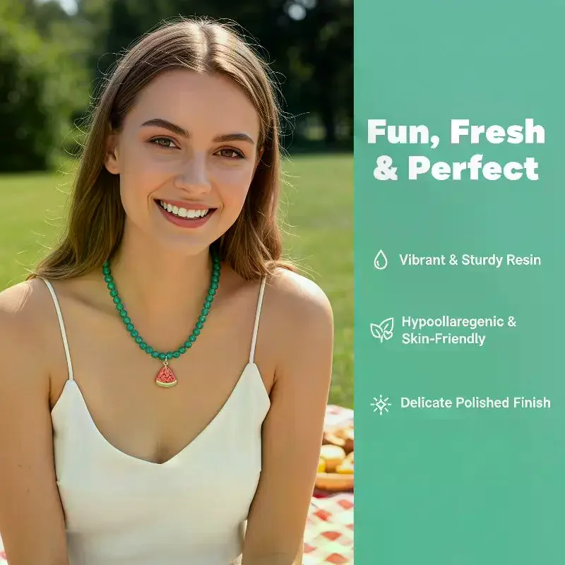Candy Color Heart Pendant Blue Green Glass Beaded Contrast Design Necklace Girl Summer Fashion Female Jewelry Accessories