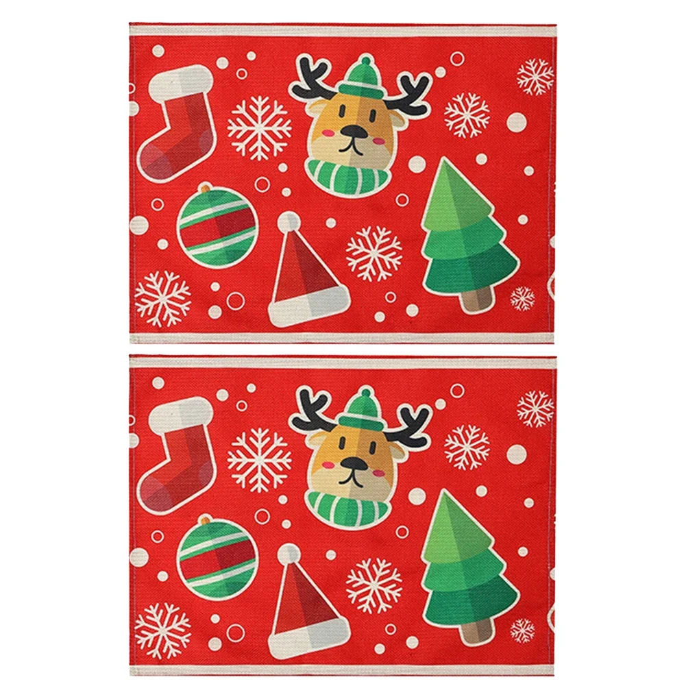 Linen Placemats with Timeless Holiday Designs to Create a Warm Atmosphere During Your Christmas Meals Set of 2