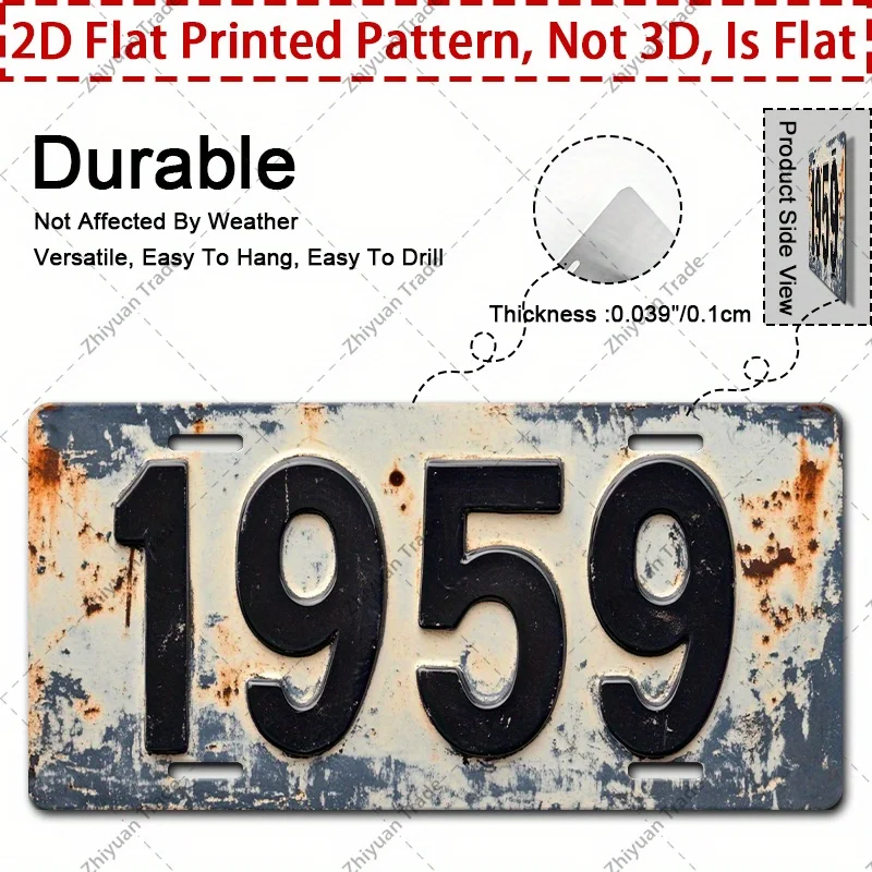 AL 1959 Vintage License Plate Sign - Vintage Durable Metal Plaque Wall Decor, Home Office Bar Man Cave Wall Art