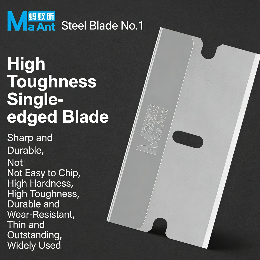 

Лезвия для ремонта телефонов Maant: односторонние, острые, из углеродистой стали, прочные, антикоррозийные, для разборки экранов, сменные инструменты для вскрытия