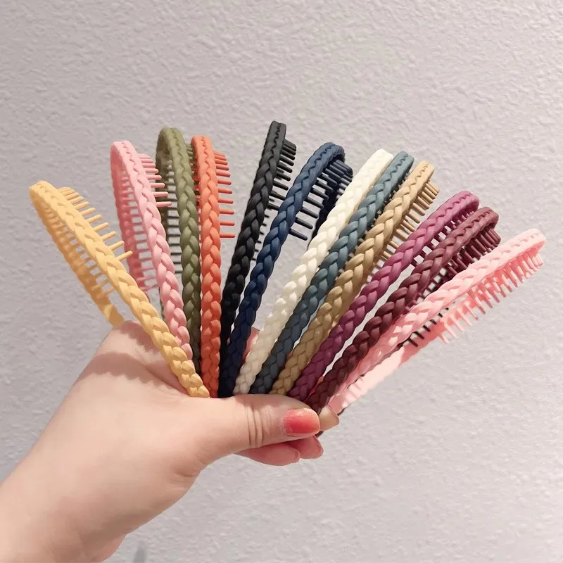 Elegant Solid Color Wave Hairbands For Women Trendy Toothed Non-slip Hair Combs Hair Accessories Girl Face Wash Sports Headbands