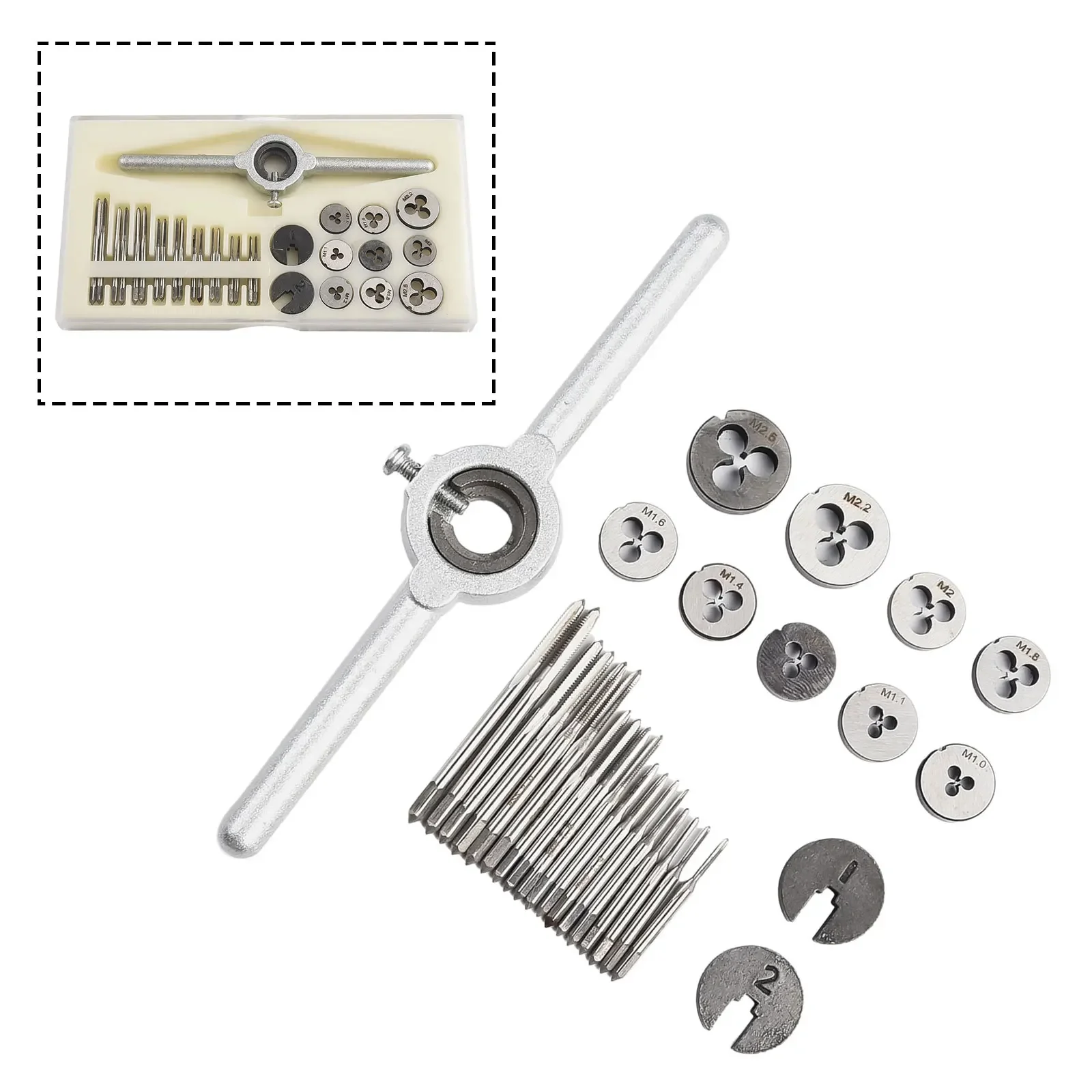 31pcs M1-M2.5 HSS Metric Tap And Die Set Screw Thread Plugs Taps Tapping Tools For Model Making/Watchmaking/small Engineering