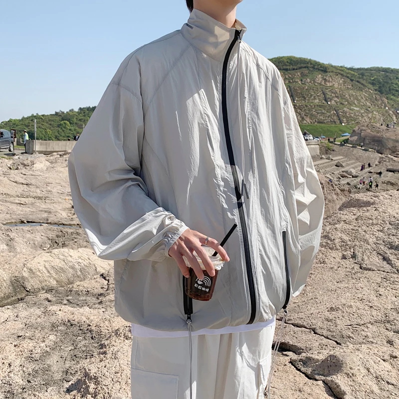 

Куртка мужская Солнцезащитная ультратонкая, дышащая свободная повседневная спортивная уличная одежда, топ в стиле ретро для рыбалки, на лето