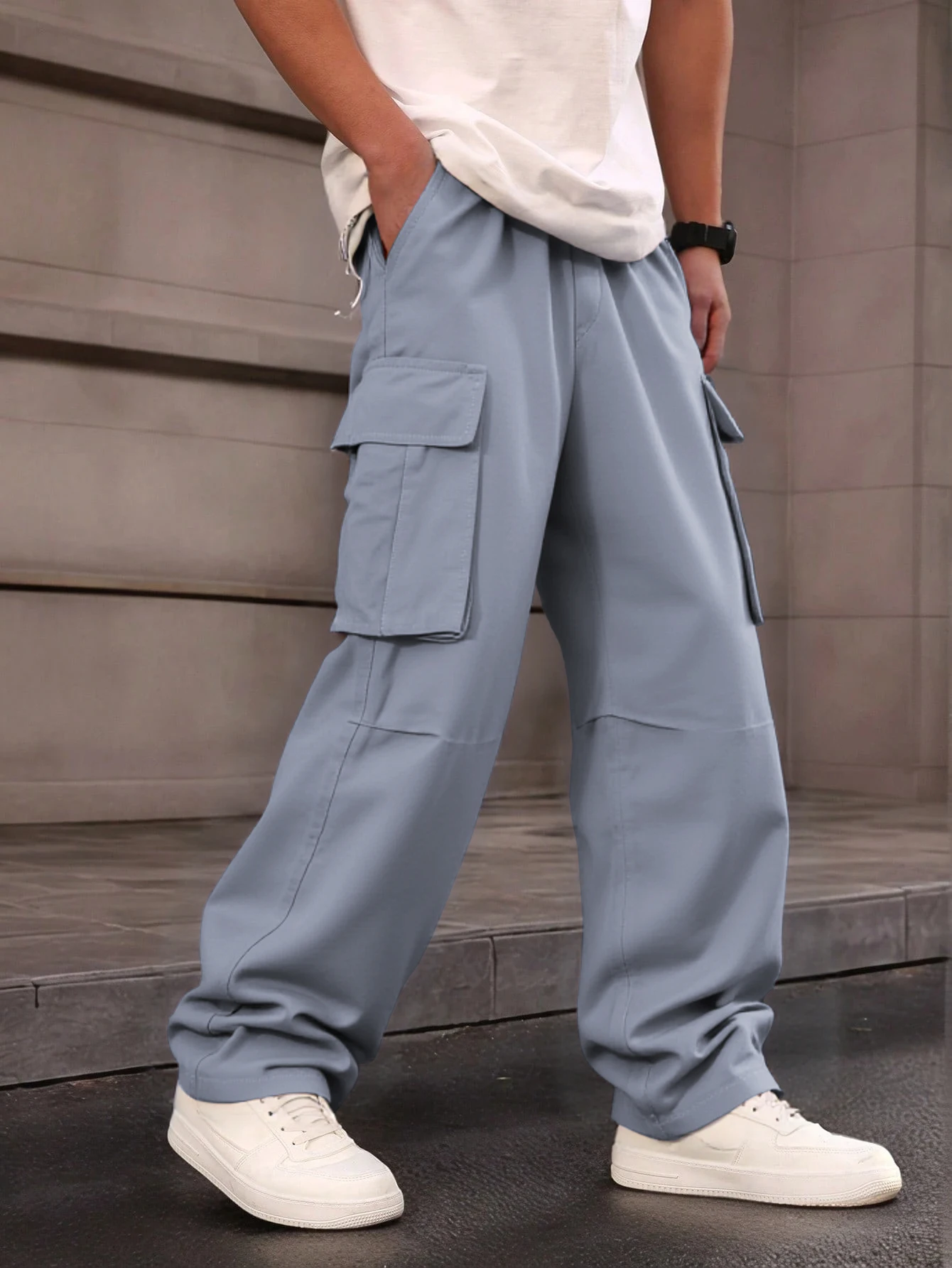 3D Pockets, Street-bombing Workwear, Trendy Functional Lacing, Loose-fitting Casual Pants, Men's Straight-cut Fashion