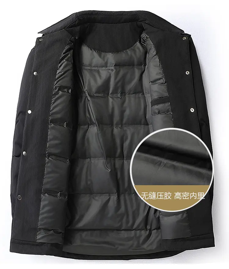 Lässige Herren Oversize Warme Einreihige Daunenjacke Winter Locker Sitzender Puffer-Mantel Winddichte Gepolsterte Oberbekleidung Parka – Detail 4