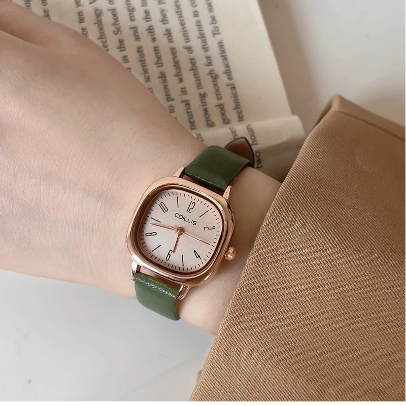 High quality waterproof automatic watch women\'s middle school student niche square elegant women\'s quartz watch birthday gift