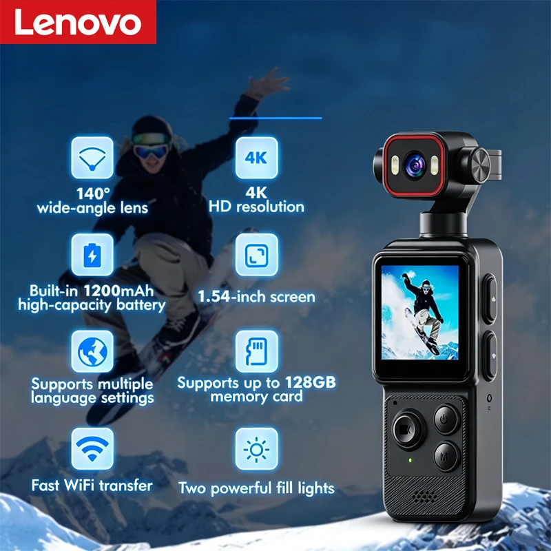 Lenovo Wireless Handheld Sports Camera HD Shooting Vlog Video Recording Camera AP WIFI Connection For Outdoor Action Cycling