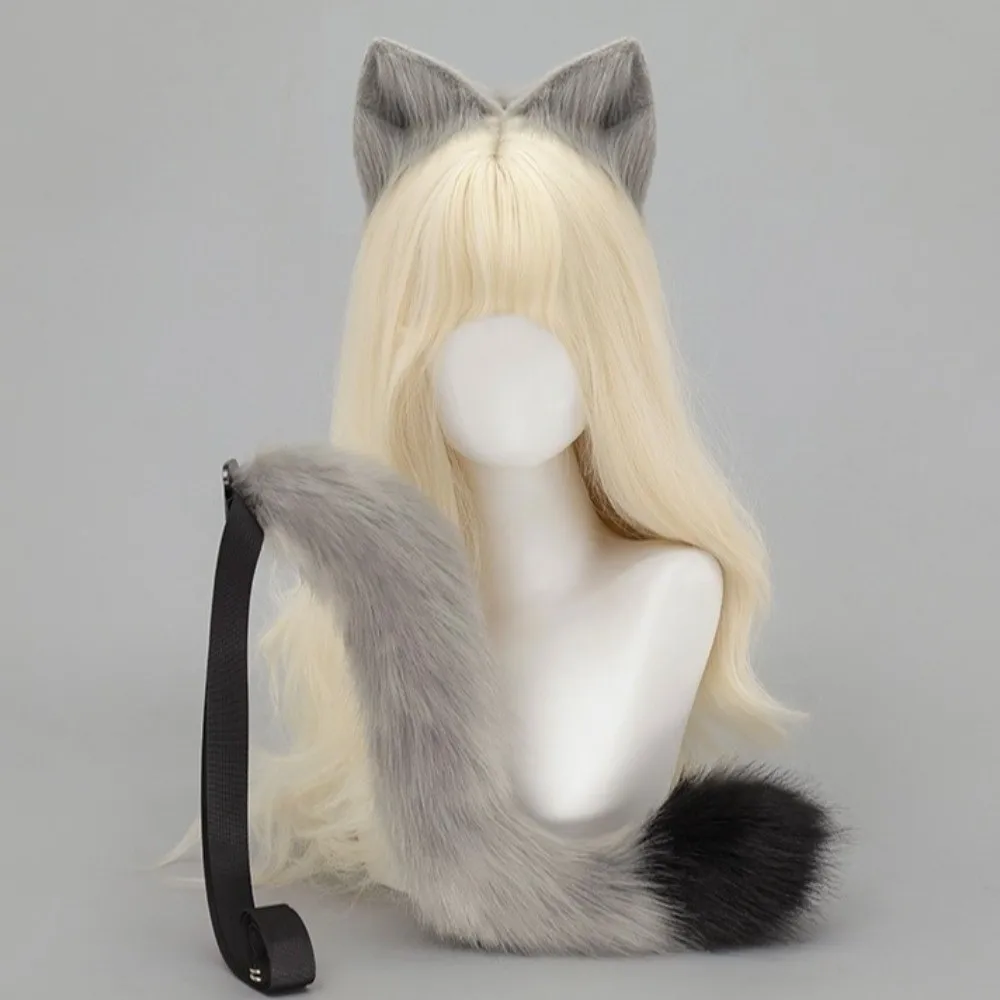 New Realistic Cat Ear Headband Handmade Animal Ear Headwear Simulation Lolita Furry Cat Tail Set Hair Accessories