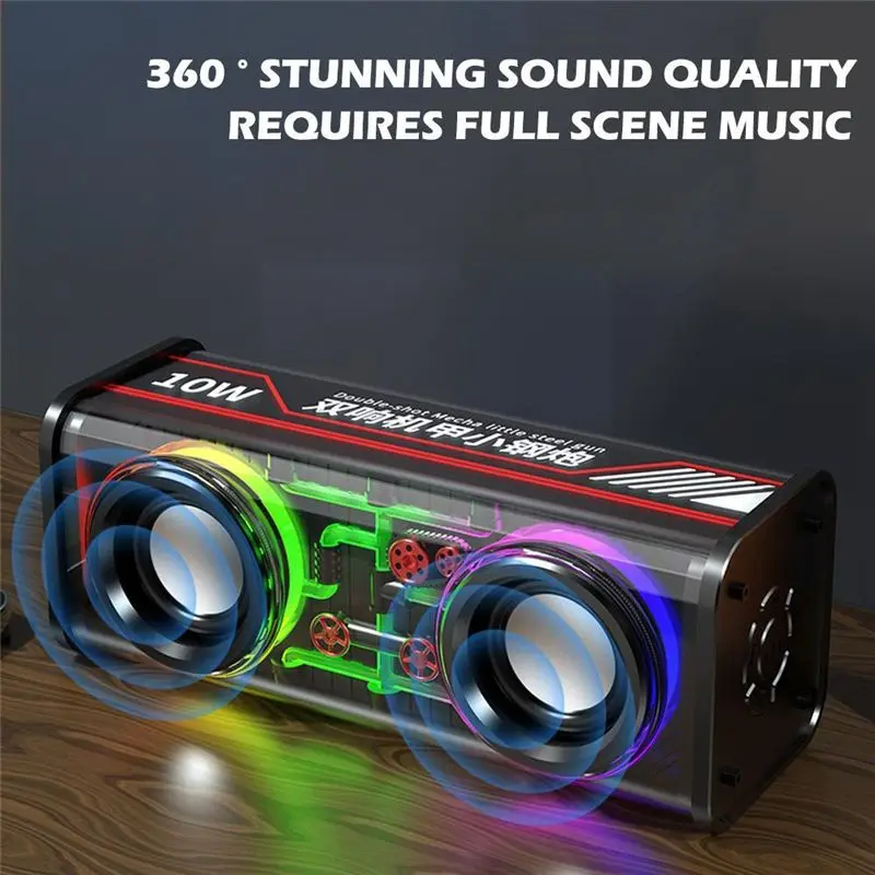 

AABFK V8 Прозрачные Bluetooth-колонки RGB Light Беспроводной спортивный Bluetooth-аудио TWS Сабвуфер-динамик-черный