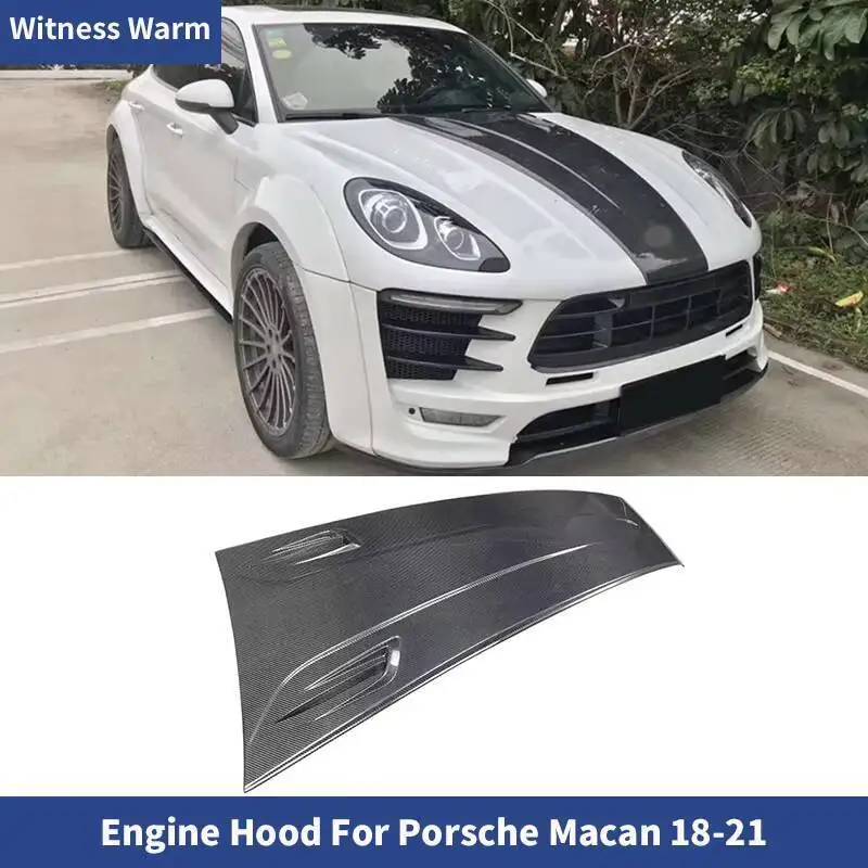 Dry Carbon Fiber Stick Up Style Auto Front Motorhaube Motorhauben Abdeckungen für Porsche Macan 2019–2021 Body Kits