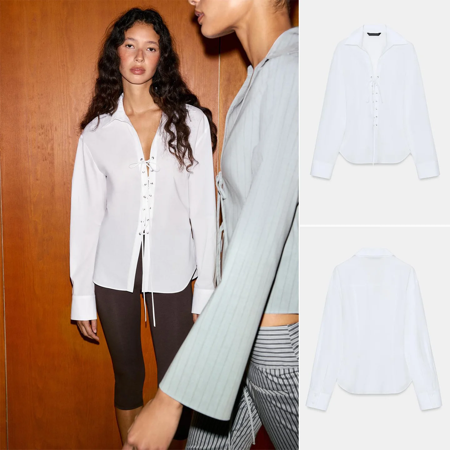 

Spring New Arrival Women's Slim Fit Long Sve Collared Knot Silk irt Commute Sle Faion Breathable Polyester