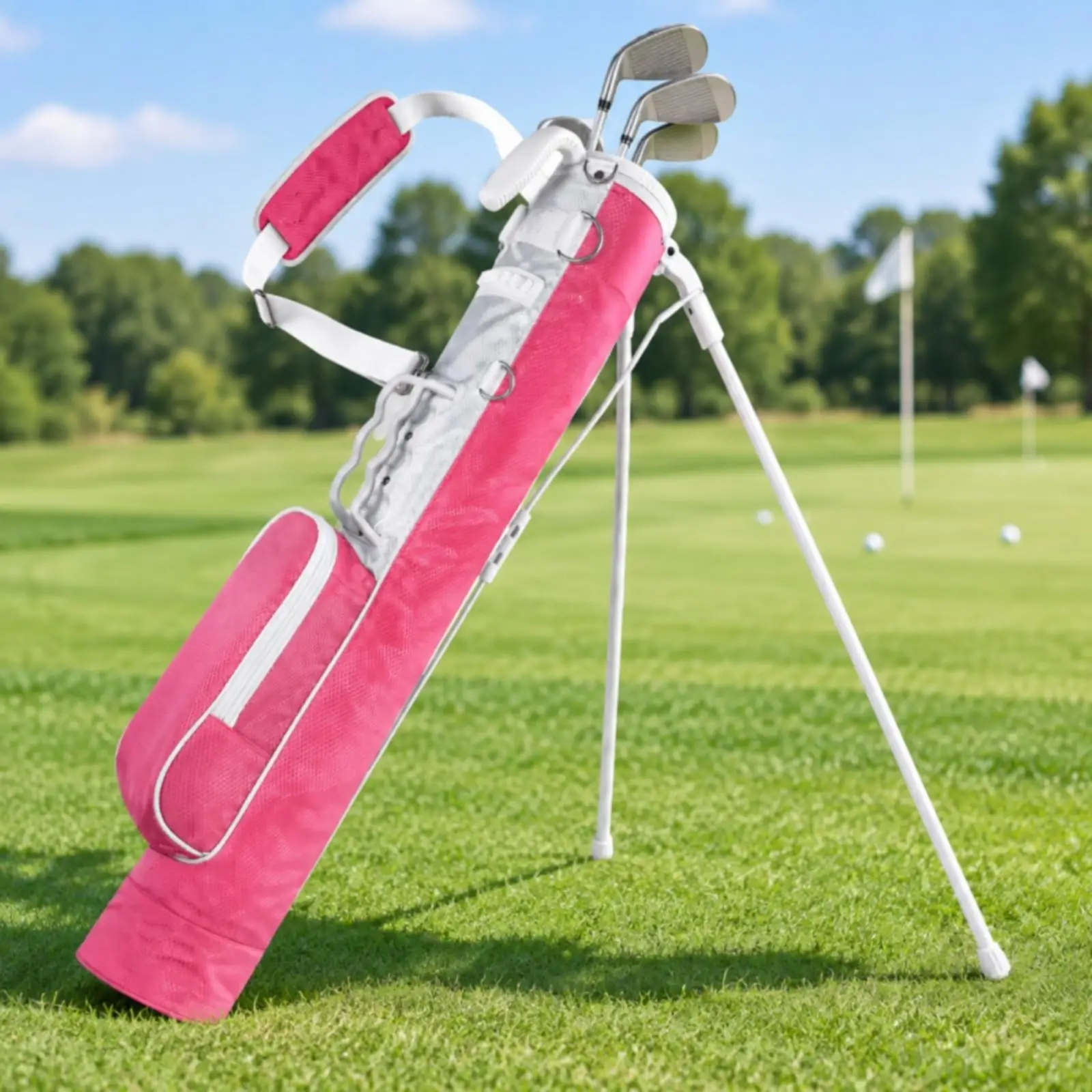 Lightweight Golf Training Stand Bag with Detachable Shoulder Strap for Practice Range Cart Accessories Storage