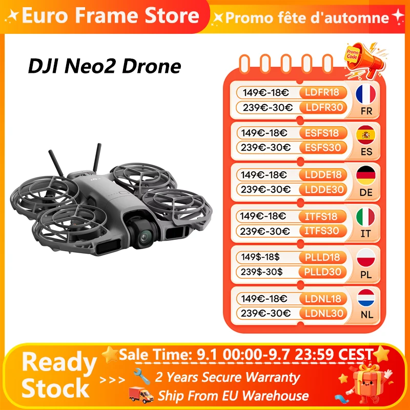 DJI Neo2 Drone Fly Camera Drone 4K Video estabilizado 151g Luz y portátil Protección de hélice de cobertura total… — oferta en AliExpress