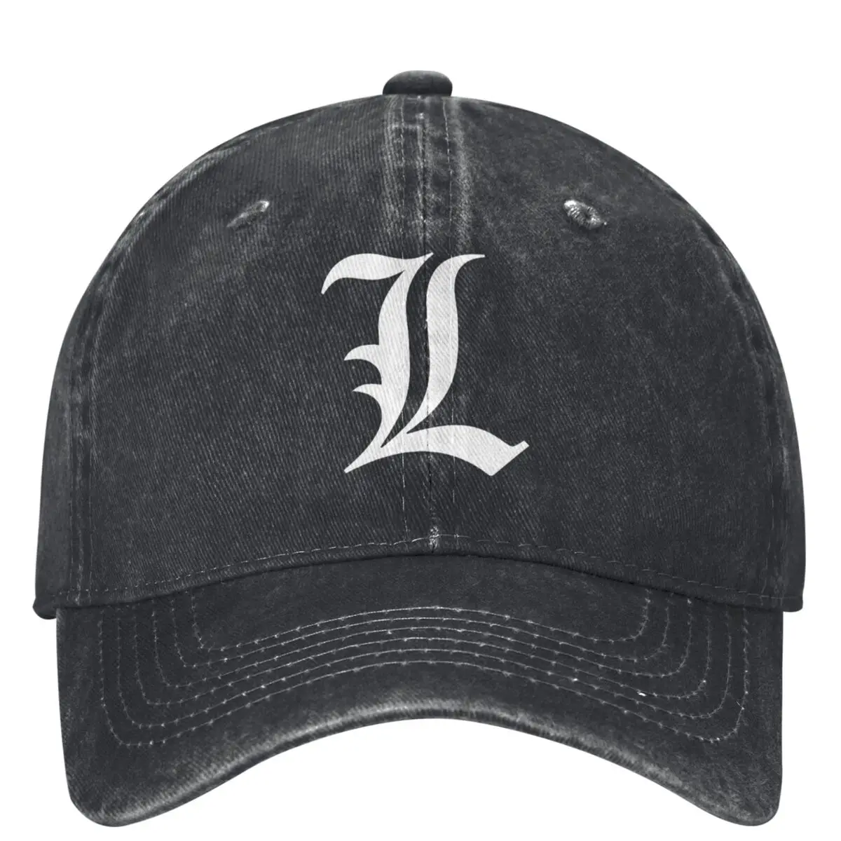 Old English Initial White Letter L Death-Notes Baseball Cap Unisex Teens Sunscreen Trucker Hat Summer Sport Baseball Caps