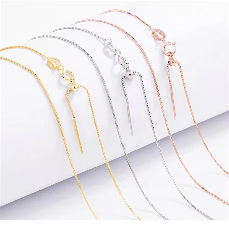 

SENLISSi -18K Trendy Necklace Box Chain choker Silver 925 jewelry gold necklace Neck for Women DIY initial necklaceGirl Wedding