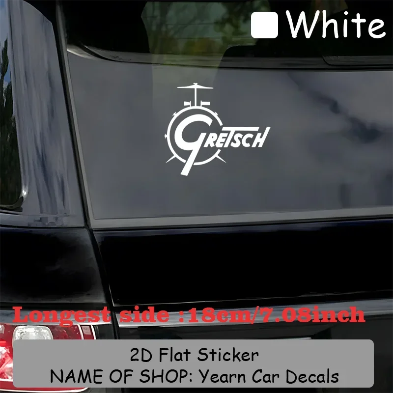 Adesivo de vinil transparente Gretsch com gráfico de letras, à prova d'água, à prova de intempéries, 1 peça, para carro, laptop, bateria, instrumentos musicais, ornamento.