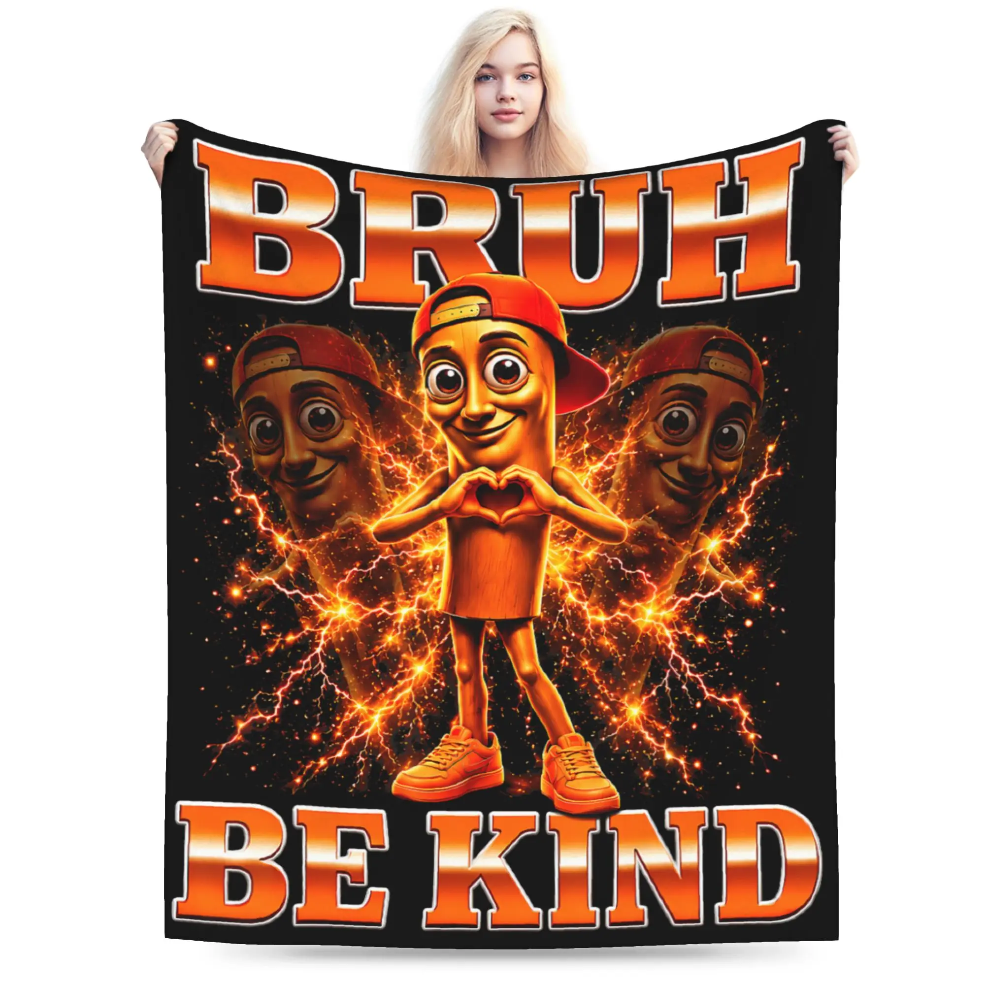 Tung Tung Tung Sahur Bruh, soyez gentil, couverture orange pour le jour de l'unité, couverture chaude et confortable pour les enseignants, couverture d'hiver, couvre-lit décontracté pour l'extérieur