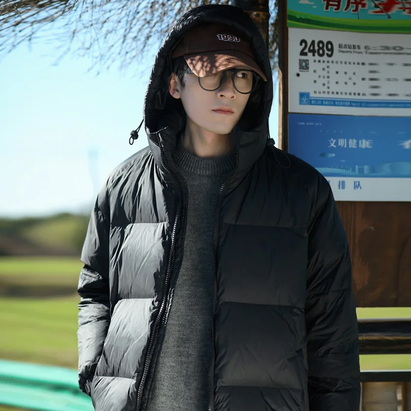 Short Down Jacket Graphene Heating Thickened White Goose Down Warm Windproof Coat Men Winter Hooded Down Puffer Jacket JK-097