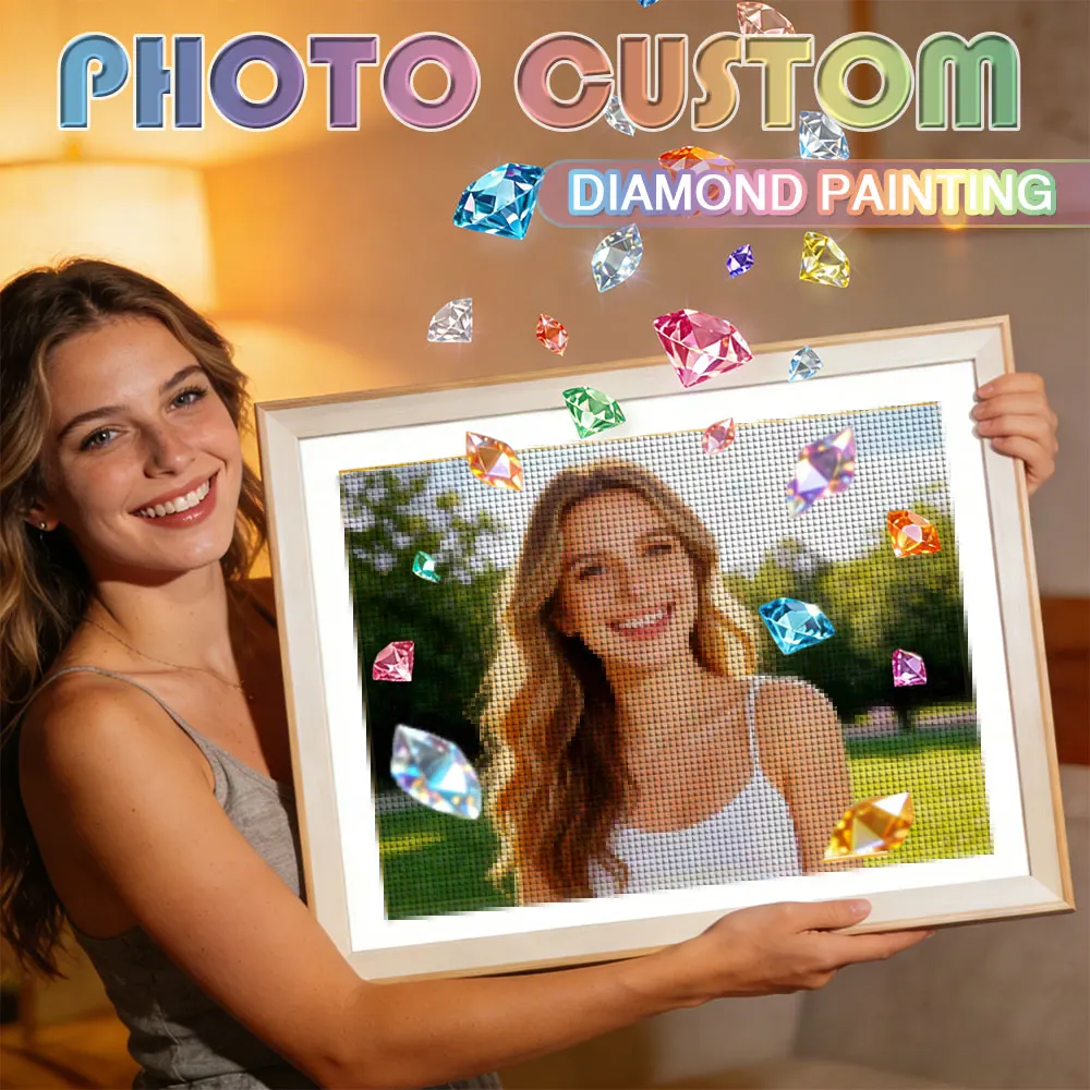Peinture au diamant 5D DIY HUACAN, kits d'art au diamant personnalisés, mosaïque personnalisée, décoration intérieure personnalisée, art en strass