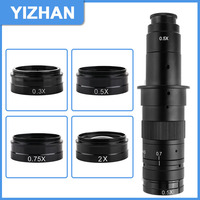 YIZHAN 0.3X 0.5X 0.75X 2X Objective Microscope Accessories 180X Eyepiece C-Mount 0.7-4.5X Adjustable Zoom Lens For Repair