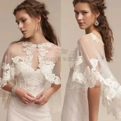 Wedding Cape Lace Hem Bridal Jackets Elegant Shawl Shrugs For Bride Customized