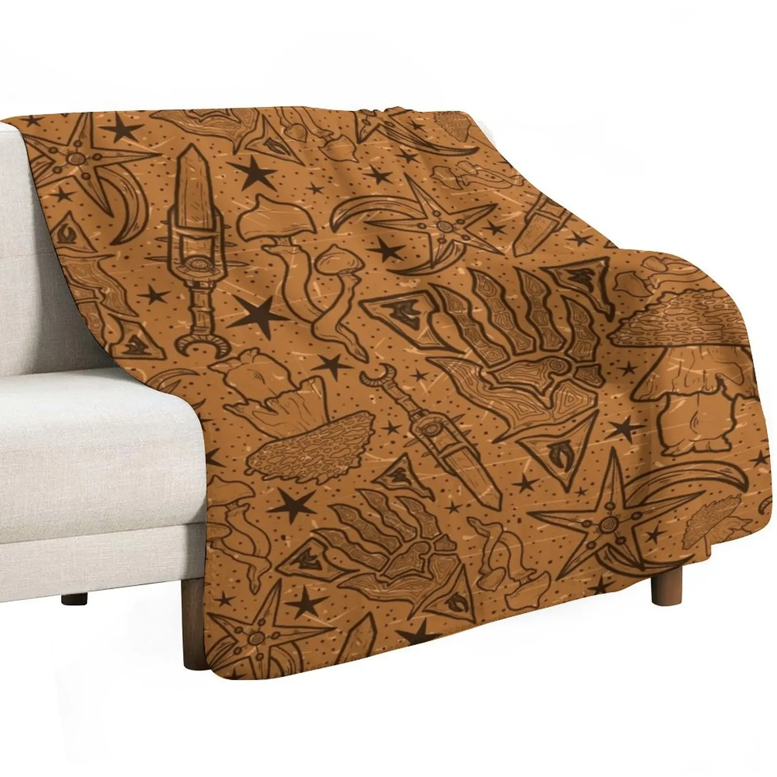 Nerevar's Past | Morrowind Aged Pattern | Box Art Inspired Scrolls Elder Online Fantasy RPG Dunmer Throw Blanket