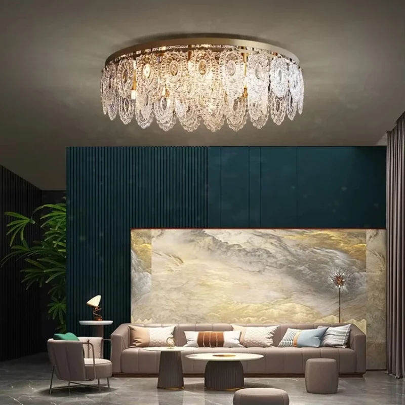 

Bedroom and hotel luxury glass ceiling chandelier French glass leaf ceiling lamp