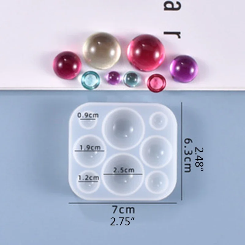 Crystal Epoxy Resin Mold Half Ball Beads Oblate Pendant Silicone Mould DIY Crafts Jewelry Casting Tool