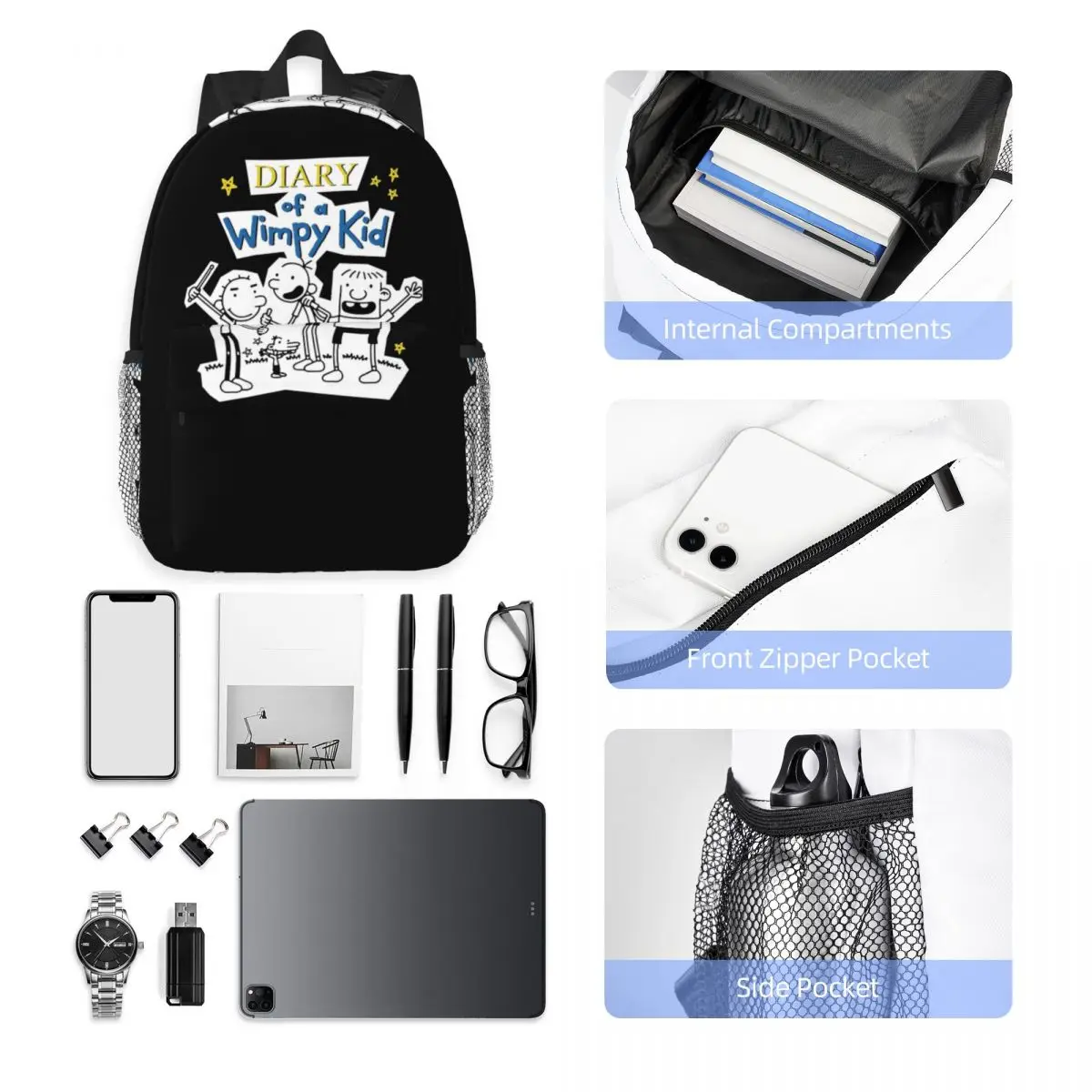 Tagebuch einer Wimpy Kid Group Rucksack Student Jungen Mädchen Büchertasche Kinder Schultasche Computer Umhängetaschen für Männer Frauen