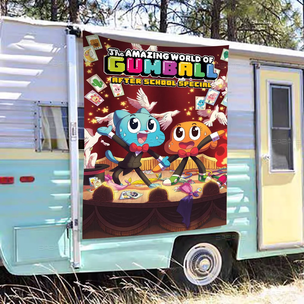 مدهش مضحك W-world من Gumball الكرتون العلم الجدار شنقا راية الديكور ديكور المنزل المنزلي