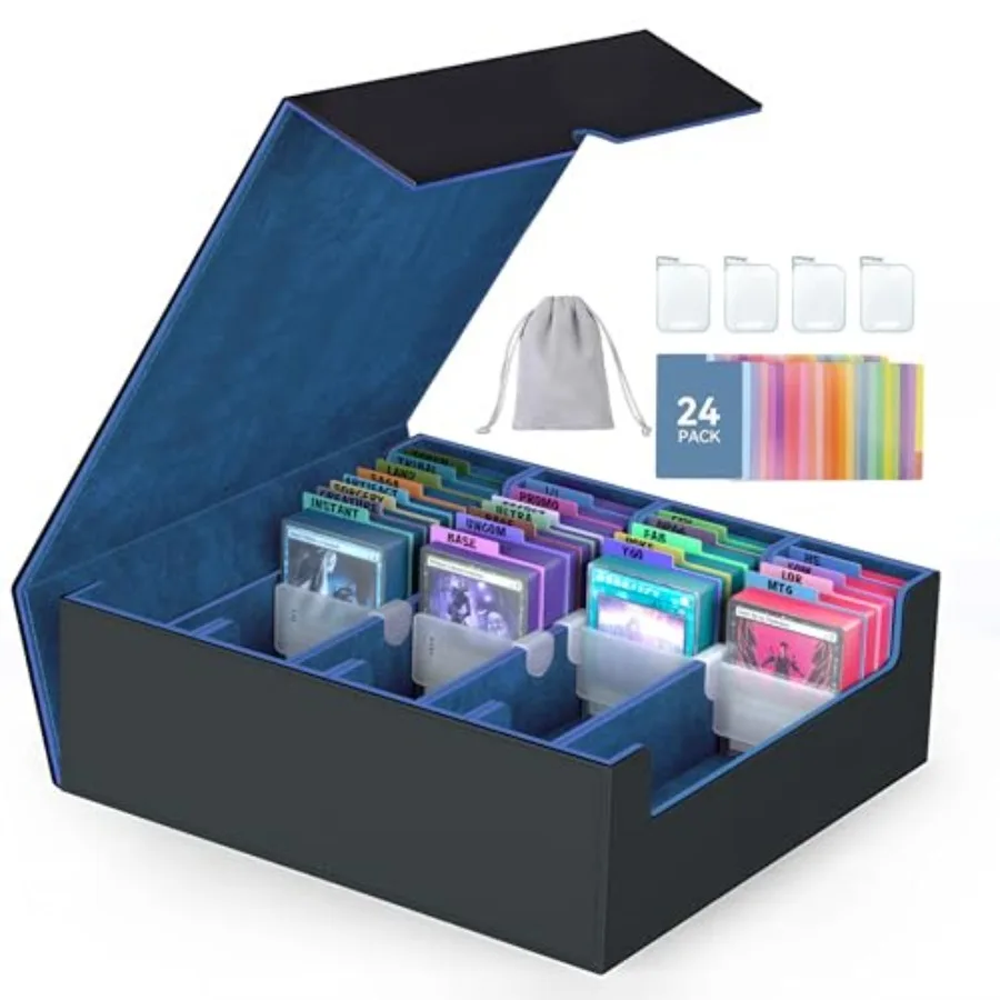 

Органайзер для карт на 4 ряда + коробка для хранения коллекционных карт с 24 разделителями, подходит для колод MTG, TCG, Magic, Commander, игральных карт