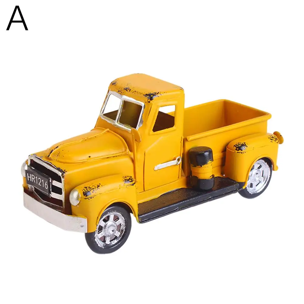 Vintage Lkw Dekor Pickup Modell Zinn Auto Desktop Dekoration Spielzeug Geschenk Mini Ornamente Kinder Weihnachten C7d7